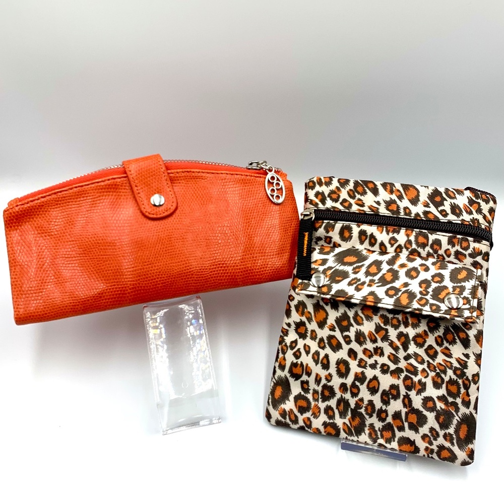 Chic orange clutch wallet black brown Cheetah print crossbody bag boho retro